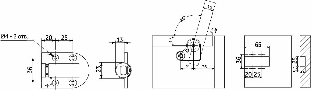 Петля для откидной крышки ящика черная 4-10кг с доводчиком AKS - фото 2