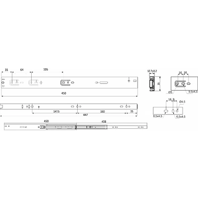 Направляющая шариковая L-450 h=35 AKS PLUS SOFT CLOSE A - фото 2