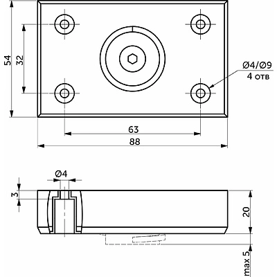 Опора меб. пласт. B-01 регулируемая, металик структура - фото 2
