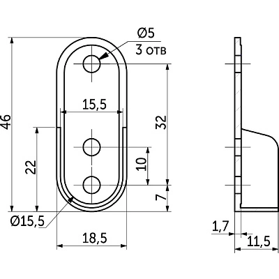 Держатель трубы овальной (сталь), черный AKS - фото 2