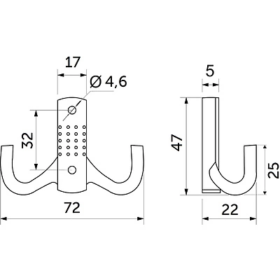Крючок меб. двухрожковый мет. WP12 черный GRIDLI - фото 2