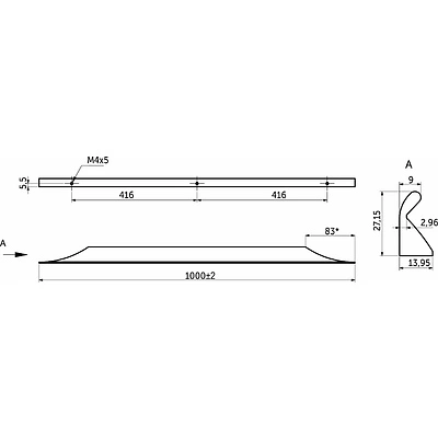 Ручка меб. скоба алюм. ENVISION 832/1000 черный матовый, AKS - фото 2