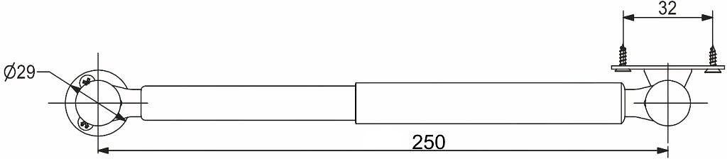 Подъемник газовый верхний 100N с фиксацией в любом положении серый AKS - фото 2