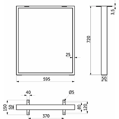 Подстолье THOR h720 L-595, черный AKS (1 компл. = 2 шт.) - фото 2