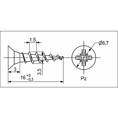 Саморез универсальный 3,5*16 желтый цинк (уп/1тыс.шт), GRIDLI - фото 2