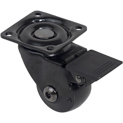 Колесо меб. ORION d35 h50 с площадкой с торм., черный AKS - фото 1