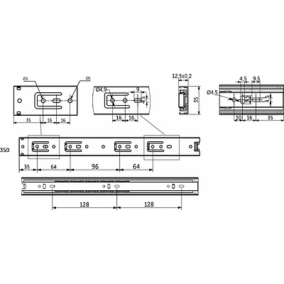 Направляющая шариковая L-350 h=35 AKS A - фото 2