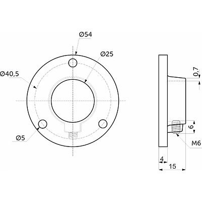 Крепление (розетка) трубы d25 (510) сталь, хром AKS - фото 2