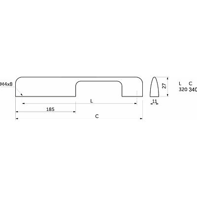 Ручка меб. скоба алюм. ORION 320/340 черный матовый, AKS - фото 2
