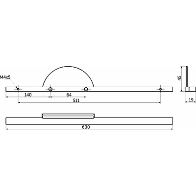 Ручка меб. скоба алюм. FORTUNA 511/600 брашированное золото, AKS - фото 2