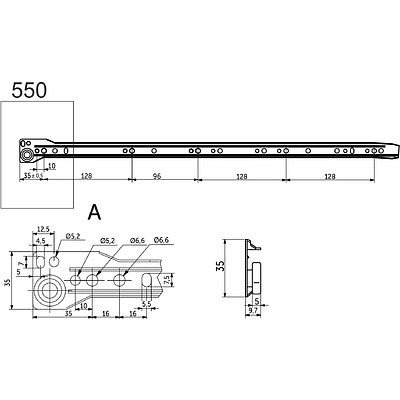 Направляющая роликовая L-550 0,9мм AKS белая - фото 2