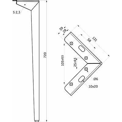 Опора меб. HELLY h720, белый муар (1 упак. = 4 шт.) AKS - фото 2