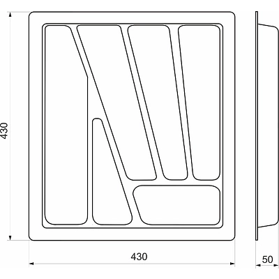 Лоток для столовых приборов 500 VERSO (430*430), металлик РП - фото 2