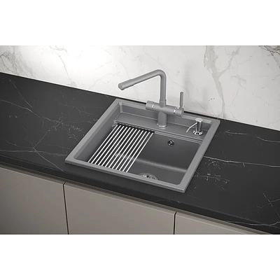 Мойка кварц, прямоугольная, KS-5002, 500*510мм, алюминиум, на столешницу, Granula - фото 4