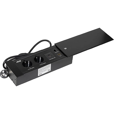 Выдвижной удлинитель Hollander, 2 розетки, 2xUSB, HDMI, LAN, черный AKS - фото 3