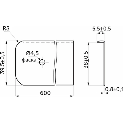 Планка торцевая к столешнице 38 R8 правая алюминий AKS - фото 2