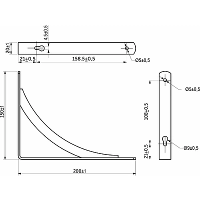 Полкодержатель мет. KOMETA 200*150*20*3, черный AKS - фото 2