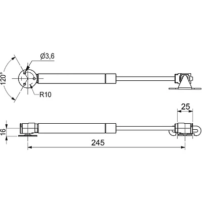 Амортизатор масляный барный нижний 80N белый AKS PLUS - фото 2