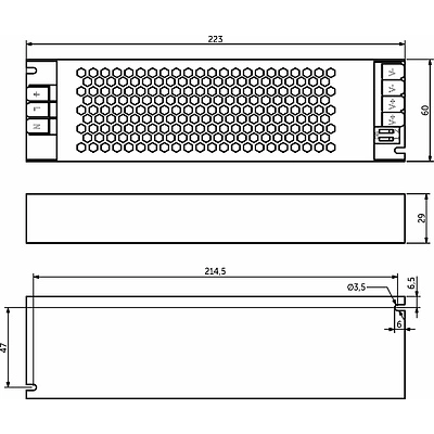 Блок питания Indoor 400W/24V, серия 5, с диммированием, быстрозажимные клеммы, AKS - фото 2