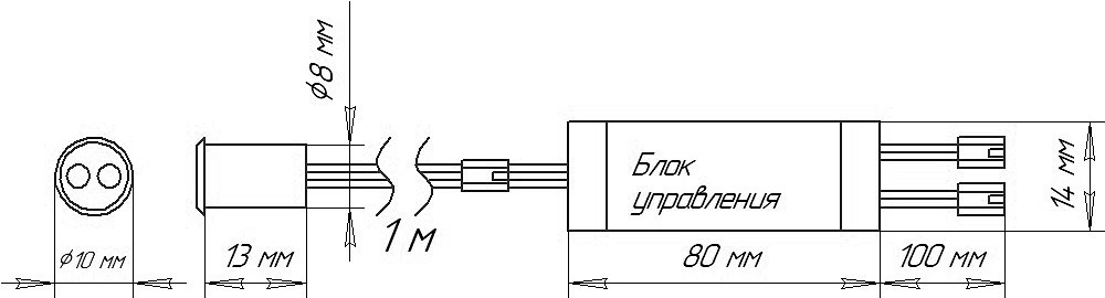 Выключатель бесконтактный на преграду, накладной/врезной, 12/24V, 60W/100W, D8мм, черный, AKS - фото 2