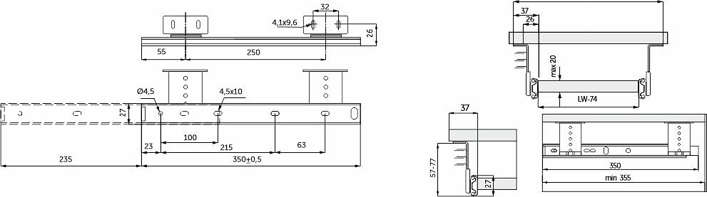 Направляющая шариковая L-350 h=27 AKS под клавиатуру - фото 2