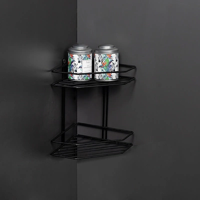 Полка подвесная угловая 2-ярусная 202*202*282, черный РФ - фото 3