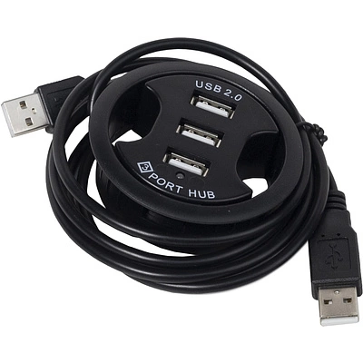 Разветвитель USB, 3 выхода, черный, AKS - фото 1