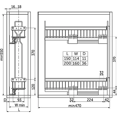 Выдвижная корзина-карго 150 NORWIG крепл.боковое/правое, хром AKS - фото 2