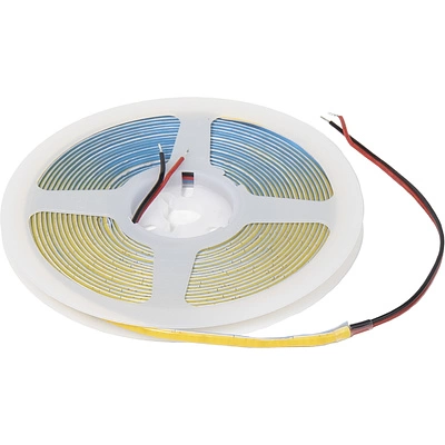 Лента светодиодная COB - 12W/m, 24V, 5мм, 400 д/м, IP20, теплый белый (3000K), CRI>90, 1100 Lm, узкая, 5м, AKS - фото 1
