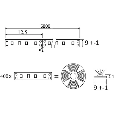 Лента светодиодная - 19,2W/m, 12V, 9мм, 2835, 240 д/м, IP20, нейтральный белый (4000K) - 5м, AKS - фото 2