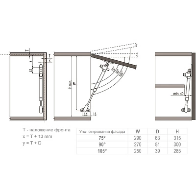 Подъемник газовый верхний 80N с доводчиком серый Rejs - фото 2