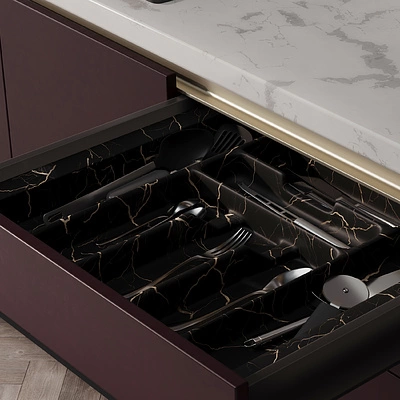 Лоток для столовых приборов 700 MARBLE 635*485, черно-золотой мрамор AKS - фото 3