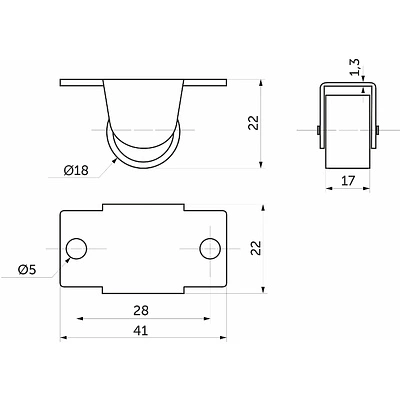 Ролик меб. d18 h22 прямоходящий, черный РП - фото 2