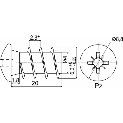 Шуруп EURO EK 6.3*20 (уп/1тыс.шт) AKS - фото 2