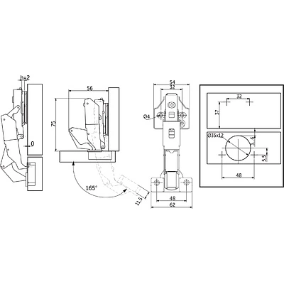 Петля 165° накладная с доводчиком 48мм h2 clip-on PRIME by AKS 3D (саморезы, заглушки) 0-е вхождение (упак. = 2 шт.) - фото 2