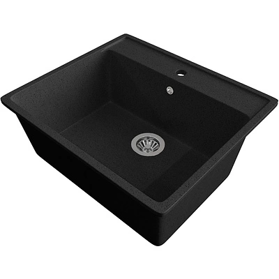 Мойка каменная, прямоугольная одночашевая, GS-21,565*505мм, черный, врезная, Gamma Stone - фото 1