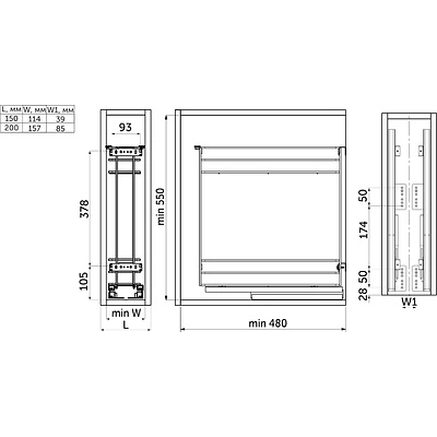 Выдвижная корзина-карго 150 NORWIG крепл.нижнее, хром AKS - фото 2