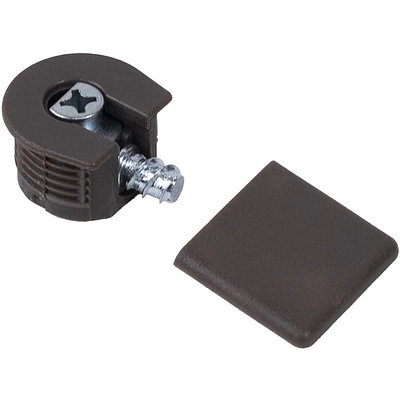 Эксцентриковая стяжка быстрого монтажа 20 мм коричневая + шток 6*8мм + заглушка (уп/100шт) AKS PLUS - фото 1