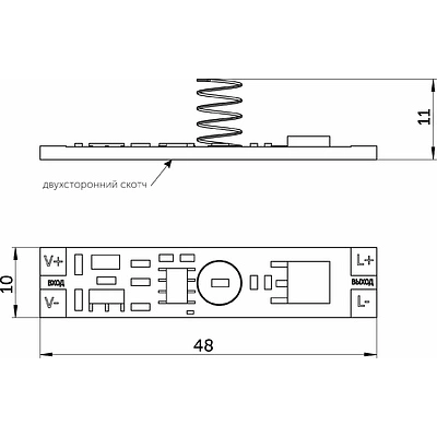 Выключатель встраиваемый в профиль, сенсорный, с диммированием, 12/24V, 96W/192W, AKS - фото 2
