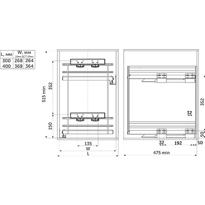 Выдвижная корзина-карго 400 FOCUS, графит PRIME by AKS - фото 2