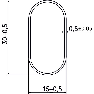 Труба овальная L-600 30*15 (0,15кг/0,5мм), хром AKS - фото 2