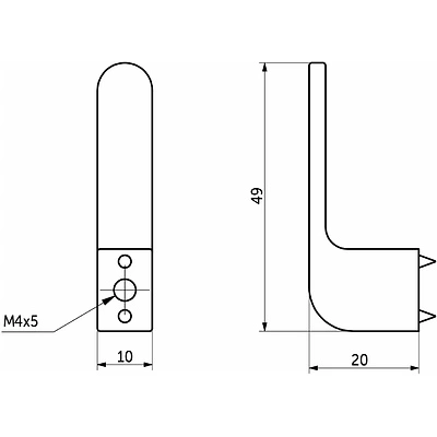 Крючок меб. однорожковый мет. START черный матовый AKS - фото 4