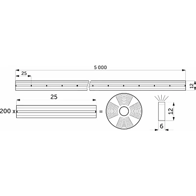 Гибкий неон - 9,6W/m, 12V, 6*12мм, 120 д/м, IP65, холодный белый (6000K) - 5м, AKS - фото 2