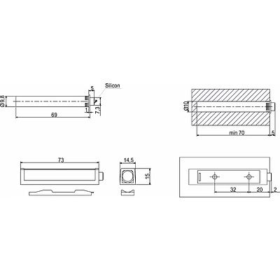 Механизм push-to-open наконечник резиновый накладной/врезной черный AKS усиленный - фото 2