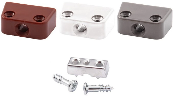 Трапециевидная стяжка белая (стяжка+пластик+1винт) (уп/10 компл) AKS - фото 1