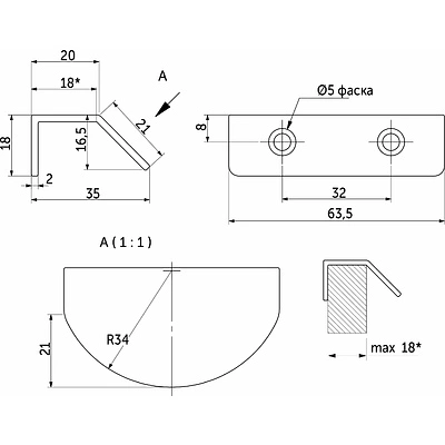 Ручка меб. накладная мет. LUNA 32 черный матовый, AKS - фото 2