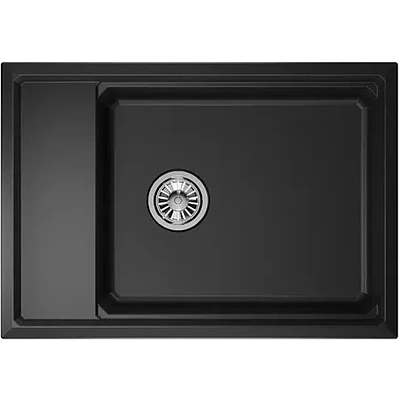 Мойка кварц, прямоугольная одночашевая, KS-7305, 730*510мм, черный металлик, на столешницу, Granula - фото 3