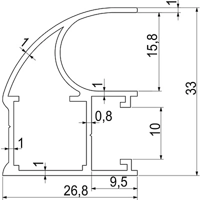 Профиль алюминиевый SENATOR "N" серебро вертик. открытый L-5300 мм АЛЮТЕХ N - фото 2