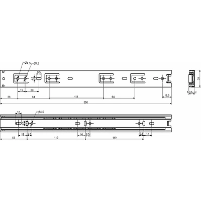 Направляющая шариковая L-350 h=35 GRIDLI B - фото 2