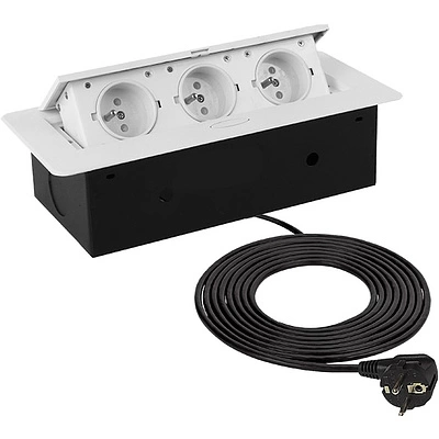 Выдвижной удлинитель Nova, 3 розетки, белый, AKS - фото 1